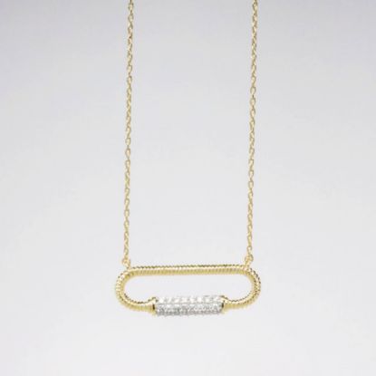 Picture of 14k Yellow Gold Necklace with Gold & Diamond Paperclip Style Pendant