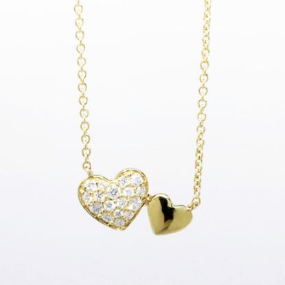 Picture of 14k White Gold Necklace with Gold & Diamond Double Heart Pendant