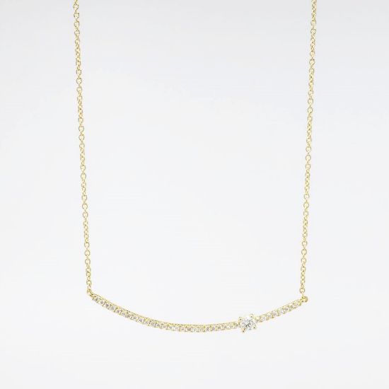 Picture of 14k Yellow Gold Necklace with Diamond Arc Pendant