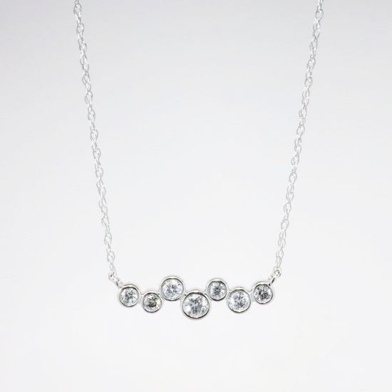 Picture of 14k White Gold Necklace with Bezel Set Diamond Zig Zag Pendant