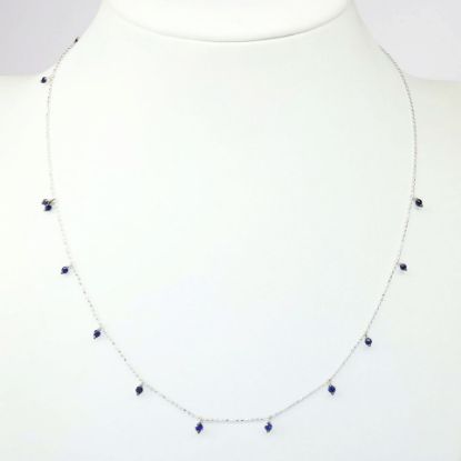 Picture of Adjustable 14k White Gold Necklace with Round Blue Sapphire Bead Stations