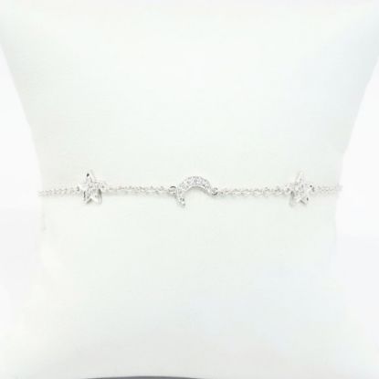 Picture of 14k White Gold Bracelet with Diamond Accented Moon and Stars Stations