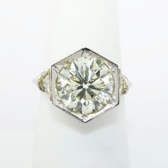 Picture of Art Deco Revival 14k White Gold & 5.03ct Diamond Solitaire Ring