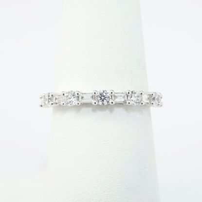 Picture of 14k White Gold & Alternating Baguette & Round Cut Diamonds Wedding Band