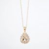 Picture of 14k Rose Gold Necklace with Pear Cut Morganite & Diamond Halo Pendant