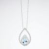 Picture of 14k White Gold Necklace and Pear Cut Aquamarine Pendant with Diamond Halo