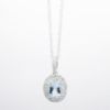 Picture of 14k White Gold Necklace and Oval Cut Aquamarine Pendant with Diamond Halo