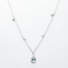 Picture of 14k White Gold Necklace and Pear Cut Aquamarine Pendant with Diamond Halo & Diamond Stations