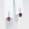 Picture of 14k Rose Gold & Oval Cut Amethyst Drop Earrings with Diamond Accents