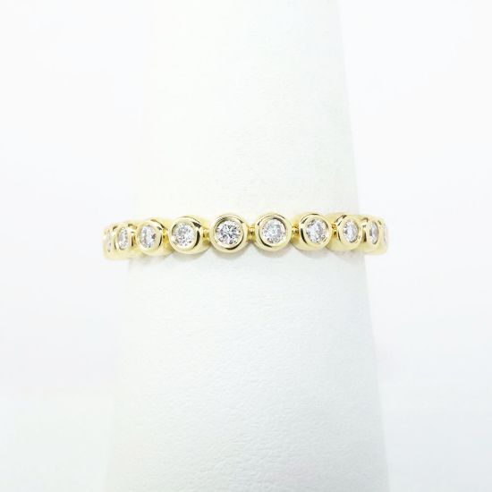 Picture of 14k Yellow Gold & Bezel Set Diamond Wedding Band