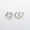 Picture of 14k White Gold & Diamond Double Hoop Huggie Earrings