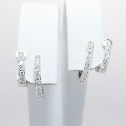 Picture of 14k White Gold & Diamond Double Hoop Huggie Earrings