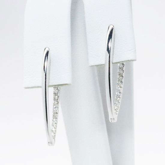 Picture of 14k White Gold & Diamond Pointed Hoop Earrings