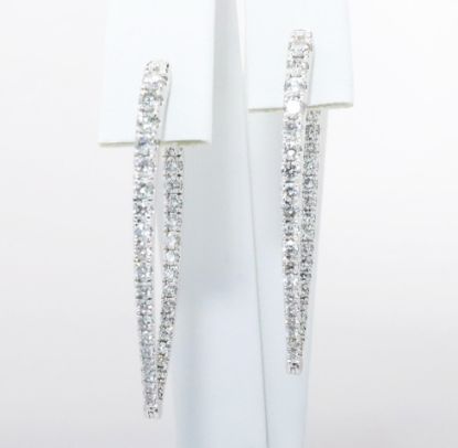 Picture of 14k White Gold & Graduated Diamonds Pointed Hoop Earrings