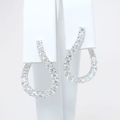 Picture of  14k White Gold & Diamond Teardrop Shaped Front to Back Earrings