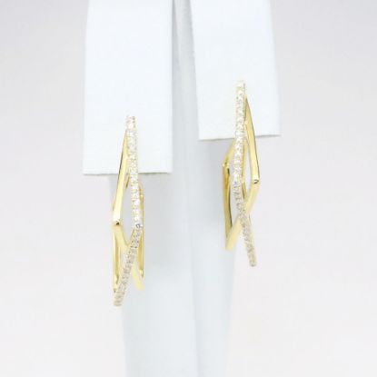 Picture of 14k Yellow Gold & Diamond Squared Hoop Earrings