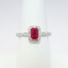 Picture of 14k White Gold & Emerald Cut Ruby Ring with Diamond Halo