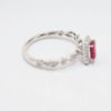 Picture of 14k White Gold & Emerald Cut Ruby Ring with Diamond Halo