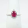 Picture of 14k White Gold & Pear Cut Ruby Ring with Diamond Halo