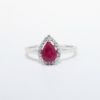 Picture of 14k White Gold & Pear Cut Ruby Ring with Diamond Halo