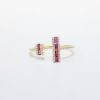 Picture of 14k Yellow Gold Split Shank Ring with Baguette Cut Ruby & Diamond Ends