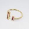 Picture of 14k Yellow Gold Split Shank Ring with Baguette Cut Ruby & Diamond Ends