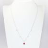 Picture of 14k White Gold Necklace with Pear Cut Ruby Pendant with Diamond Halo & Diamond Stations 