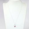 Picture of 14k White Gold Necklace with Pear Cut Ruby Pendant with Double Diamond Halo