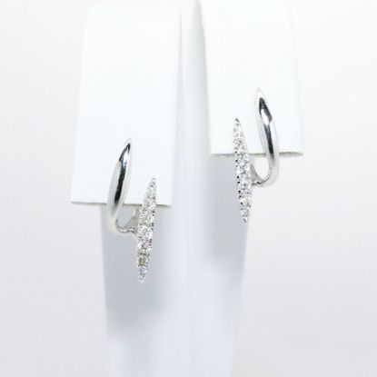 Picture of 14k White Gold & Diamond Double Hoop Huggie Earrings