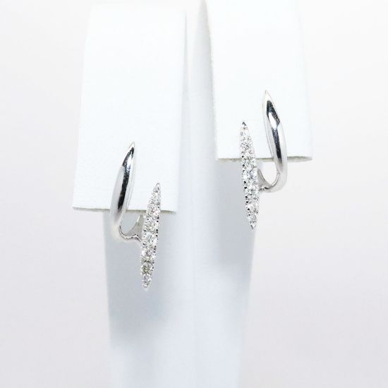 Picture of 14k White Gold & Diamond Double Hoop Huggie Earrings