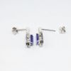 Picture of 14k White Gold & Emerald Cut Tanzanite Drop Earrings with Diamond Halos