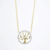 Picture of 14k Yellow Gold Necklace with Tree of Life Pendant with Diamond Halo