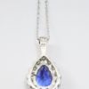 Picture of 14k White Gold Necklace with Pear Cut Tanzanite Teardrop Pendant with Diamond Halo