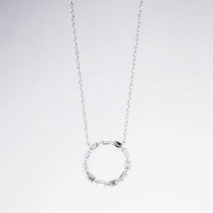 Picture of 14k White Gold Necklace with Circular Baguette Cut Diamond Pendant