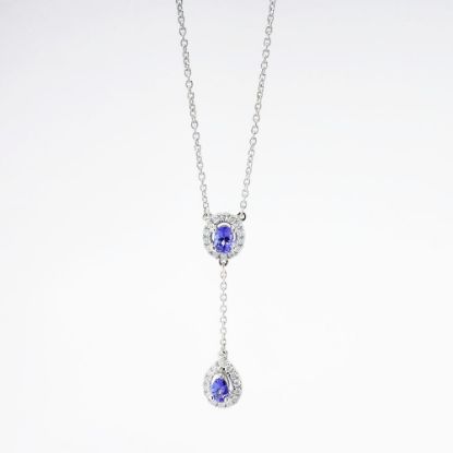 Picture of 14k White Gold & Tanzanite Lariat Necklace with Diamond Halos