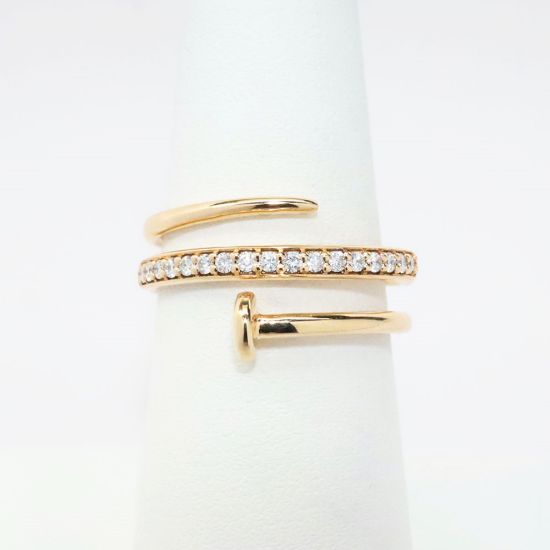 Picture of 14k Rose Gold & Diamond Nail Shaped Double Bypass Ring