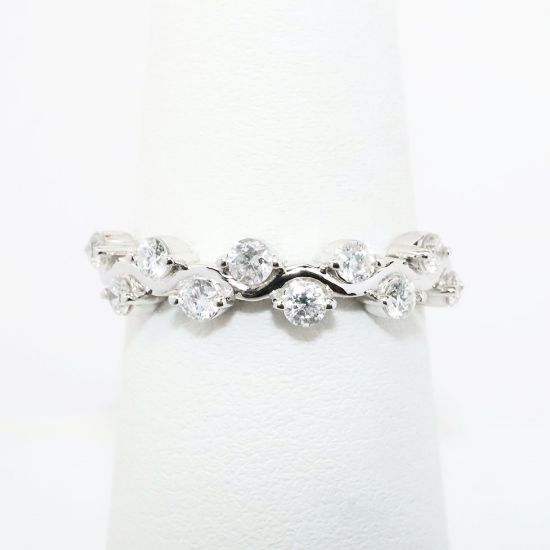 Picture of 14k White Gold & Diamond Waved Band Ring