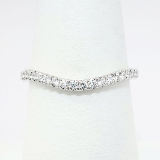 Picture of Delicate 14k White Gold & Diamond Contoured Wedding Band