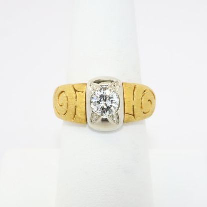 Picture of Two-Tone Gold & Diamond Solitaire Statement Ring