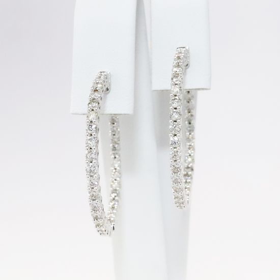 Picture of 14k White Gold & Diamond Inside-Out Hoop Earrings