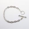 Picture of 18k White Gold Cable Link Bracelet with Blue Gem Accented Toggle Closure