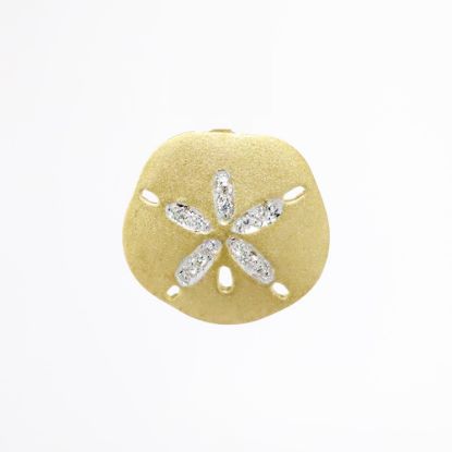 Picture of 14k Textured Yellow Gold And Diamond Sand Dollar Pendant