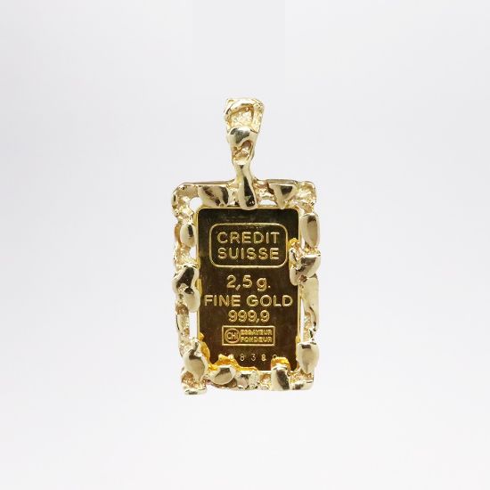 Picture of Credit Suisse Gold Bar Pendant with Gold Nugget Bezel