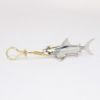 Picture of 18k Yellow Gold & Platinum Shark on Fish Hook Pendant with Ruby Eyes