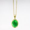 Picture of 14k Yellow Gold Necklace with Oval Nephrite Jade Cabochon Pendent