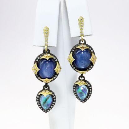 Picture of Armenta 18k Yellow Gold, Sterling, Diamond & Gemstone Statement Earrings