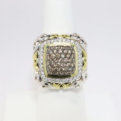 Picture of 18k Yellow Gold & Sterling Silver with Brown & White Diamonds Ring by Charles Krypell