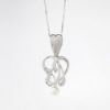 Picture of 14k White Gold Necklace with Diamond and Pearl Scrolled Pendant