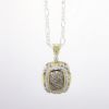 Picture of Sterling Silver & 18k Yellow Gold Necklace with Brown & White Diamond Pendant by Charles Krypell