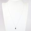 Picture of 10k White Gold Necklace with Emerald Cut Blue Sapphire & Diamond Pendant